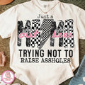 Comfort Colors Just A Mom Out Here T-shirt, Funny Mom Tshirt, Sassy Mama Shirt, Motherhood Sarcasm Mom T shirt, Checkered...