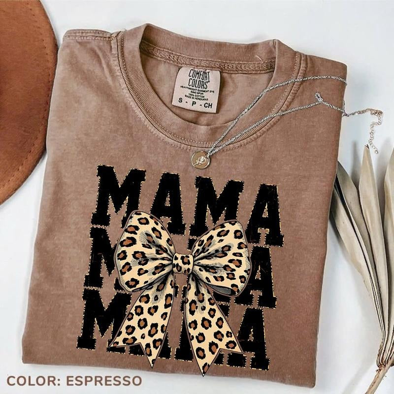Comfort Colors Leopard Print Mama Coquette T-shirt, Cheetah Bow Mom Life Print On, Trendy Mama Bow Tee, Wild Mama Animal...
