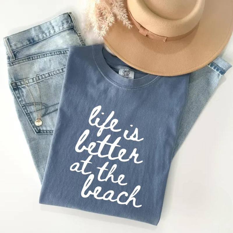 Comfort Colors Long Sleeve Beach Tee, Life Is Better At The Beach Shirt, Beach Lover Gifted, Beachful Vacation Summer...