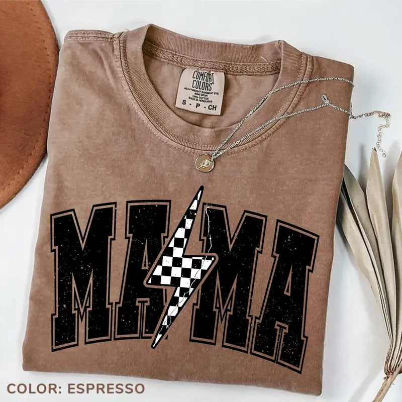 Comfort Colors Mama Lightning Bolt T-shirt, Mama Tee, Mama Shirt, Mom Life T-shirt, Retro Mama Tee, Mama Sublimation...