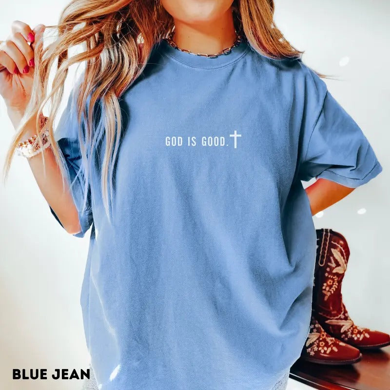 Comfort Colors Minimalist Shirt God is Good Trendy Christian T Shirt, Gift Faith T-shirt, Faith Church Group Shirts Soft...