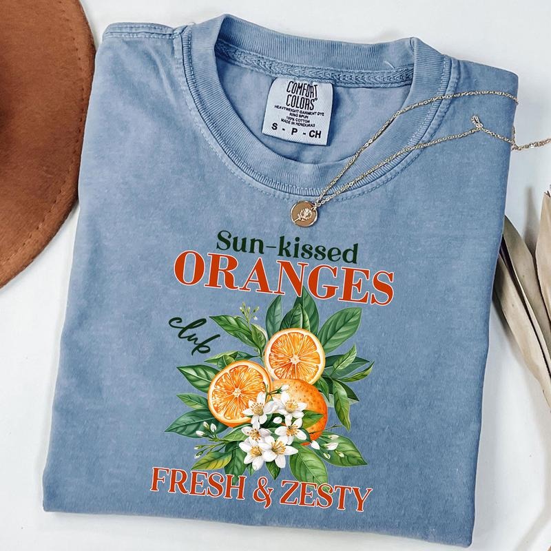Comfort Colors Orange Shirt, Vintage Fruit Label Tee, Aesthetic Fruit Shirt Hoodie, Sweatshirt | GrindPrints.com