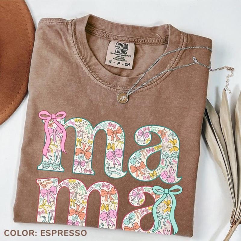 Comfort Colors Preppy Mama Coquette T-shirt, Retro Mama Shirt, Mothers Day Tee, Mama Varsity T-shirt, Floral Mama, Trendy...