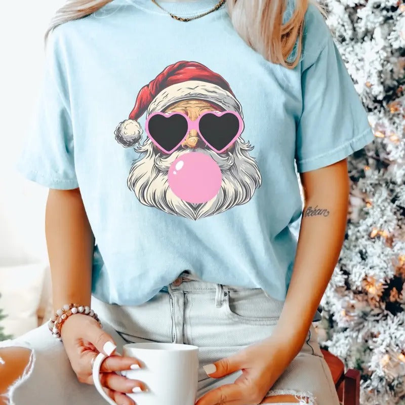 Comfort Colors Retro Cool Santa Women's Short Sleeve Graphic T-Shirt - Top, Womenswear Hoodie, Sweatshirt | GrindPrints.com