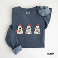 Comfort Colors Retro Ghost Santa Sweatshirt, Cute Christmas Ghost Tee Shirt, Holiday Ghost Sweater, Spooky Christmas...