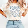 Comfort Colors SeaShell T-Shirt, Retro Summer Tee, Beach Coquette Bow Shirt, Coquette SeaShell Shirt Cotton Fabric...
