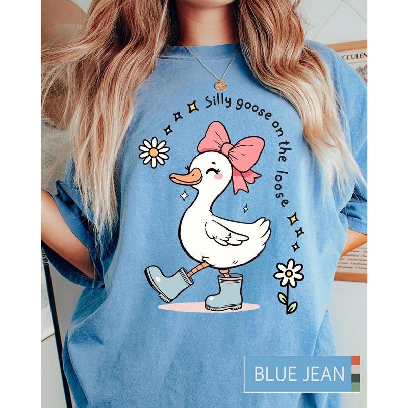 Comfort Colors Silly Goose On The Loose Shirt, Goose T-Shirt, Silly Goose Shirts, Funny Graphic Shirt, Cute Goose...