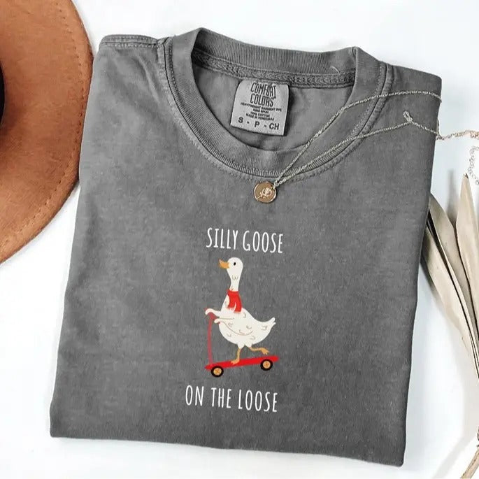 Comfort Colors Silly Goose On The Loose Tshirt, Funny Silly Goose Meme Outfit, Sarcastic Best Friend Gift, Funny Gag...