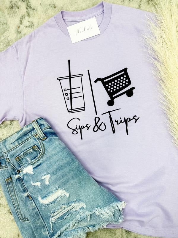 Comfort Colors Sips & Trips Graphic Tee Hoodie, Sweatshirt | GrindPrints.com