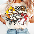 Comfort Colors Softball Baseball Mama T-shirt, Ballpark Mama Retro Tshirt, Game Day Vibes, Coquette Bow Sports Png,...