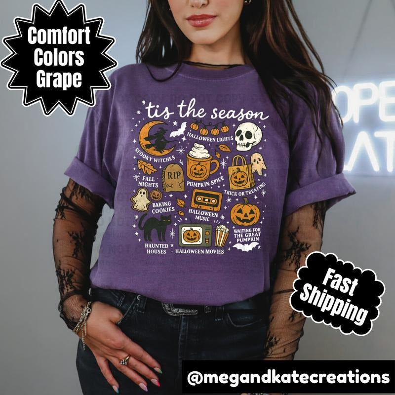 Comfort Colors Tis the Season Grape T-shirt - Spooky Season Tee Hoodie, Sweatshirt | GrindPrints.com