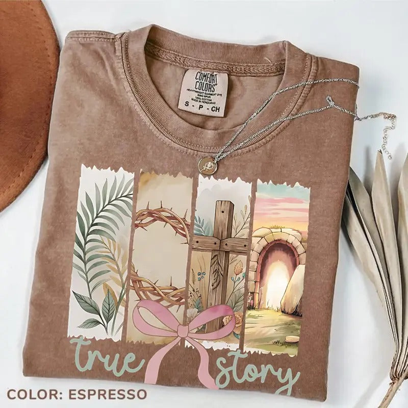 Comfort Colors True Story He Is Risen Shirt, Happy Easter Day, Christian Sublimation, Retro Christian Easter Tee,...