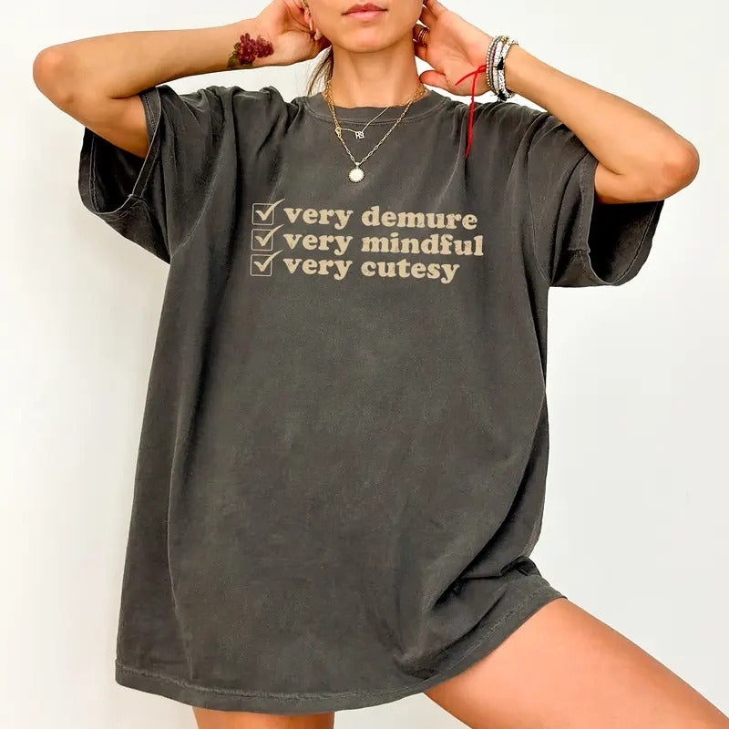 Comfort Colors Very Demure Shirt, Vintage Demure Graphic Tee, Funny Demure Tee for Girls, Very Demure Very Mindful Very...