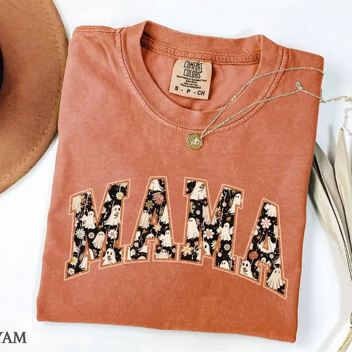 Comfort Colors Vintage Halloween Mama t-shirt, Retro Spooky Mama T-shirt, Spooky Mom Tee, Spooky Shirt for Mama Cotton...