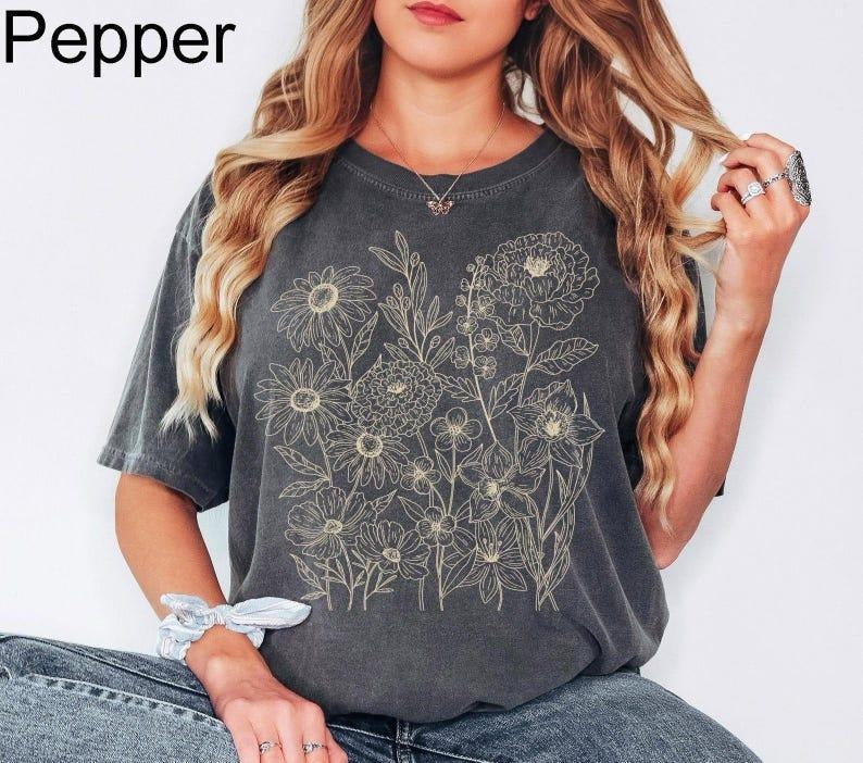 Comfort Colors Vintage Pressed Flowers Shirt Boho Cottagecore Botanical Floral Wildflowers Gardener Floral T-Shirts, Hoodie, Sweatshirt