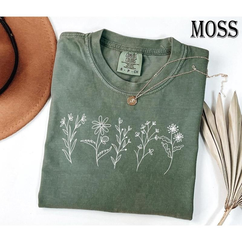 Comfort Colors Wildflower Shirt, Floral Cottagecore Tee, Wild Flower Shirt Hoodie, Sweatshirt | GrindPrints.com