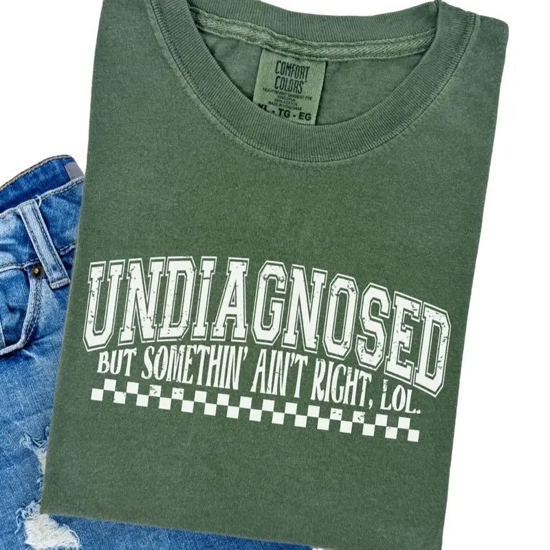 Comfort Colors Women's Undiagnosed Short Sleeve Cotton Casual Graphic T-Shirt