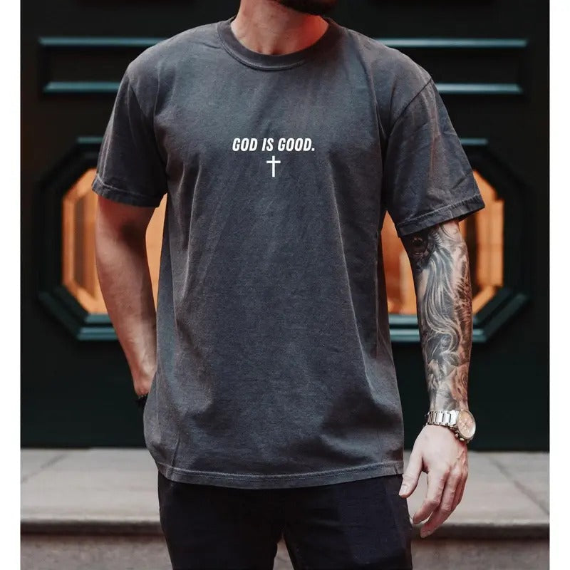 Comfort Colors, God Is Good T-Shirt for Men | Christian T-Shirt | Trendy Shirt | Positive Shirt | Oversized Shirt |...