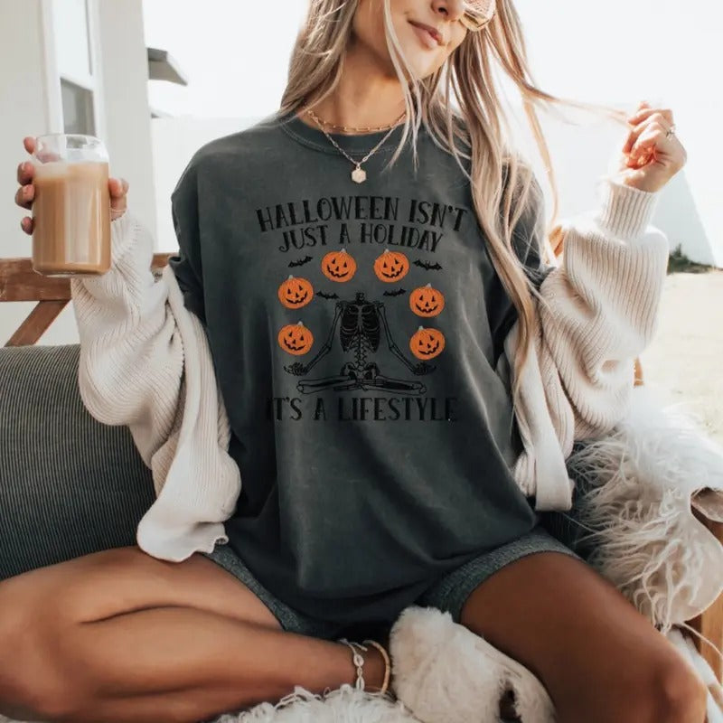 Comfort colors Halloween is a lifestyle short sleeve casual cotton graphic tee Hoodie, Sweatshirt | GrindPrints.com