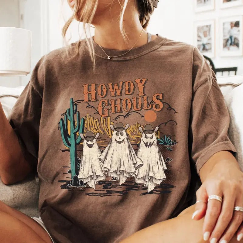 Comfort colors Howdy Ghouls short sleeve casual cotton graphic tee Hoodie, Sweatshirt | GrindPrints.com
