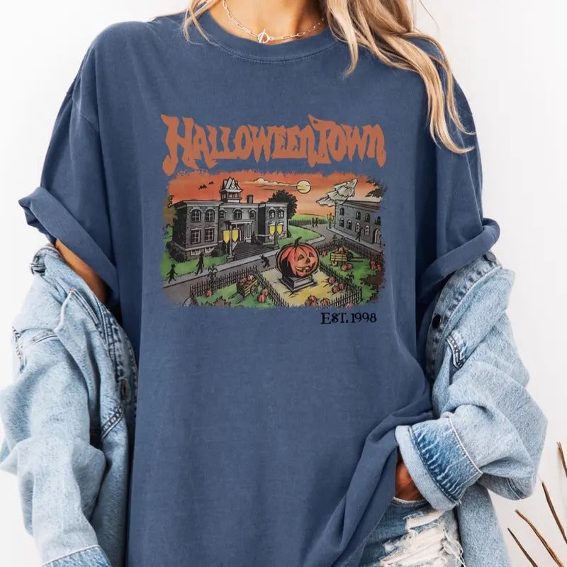 Comfort colors Vintage Halloweentown short sleeve casual cotton graphic tshirt Hoodie, Sweatshirt | GrindPrints.com