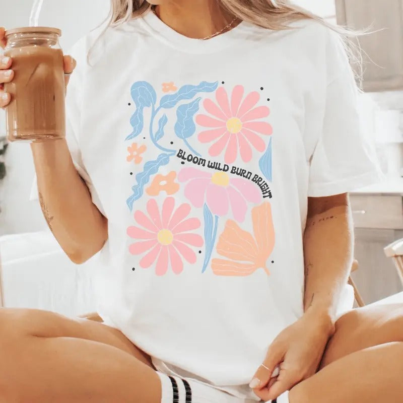 Comfort colors bloom wild short sleeves casual cotton graphic tshirt Hoodie, Sweatshirt | GrindPrints.com