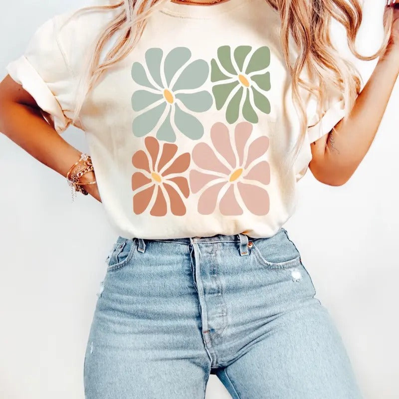 Comfort colors daisy collage short sleeve casual cotton graphic tee Hoodie, Sweatshirt | GrindPrints.com