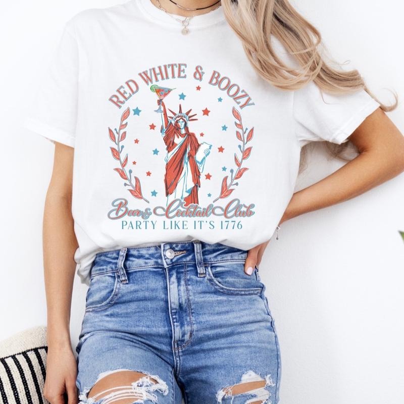 Comfort colors red white and boozy short sleeve cotton casual graphic tshirt Hoodie, Sweatshirt | GrindPrints.com