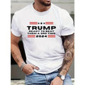 Comfortable and breathable high-quality men's round neck T-shirt, round neck TRUMP print men's fashion summer short...