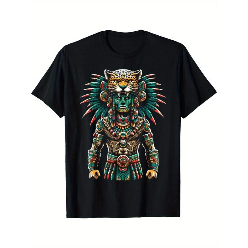 Comfortable and breathable outdoor men's clothing quality materials, Aztec jaguar warrior Aztec culture Mayan indigenous...