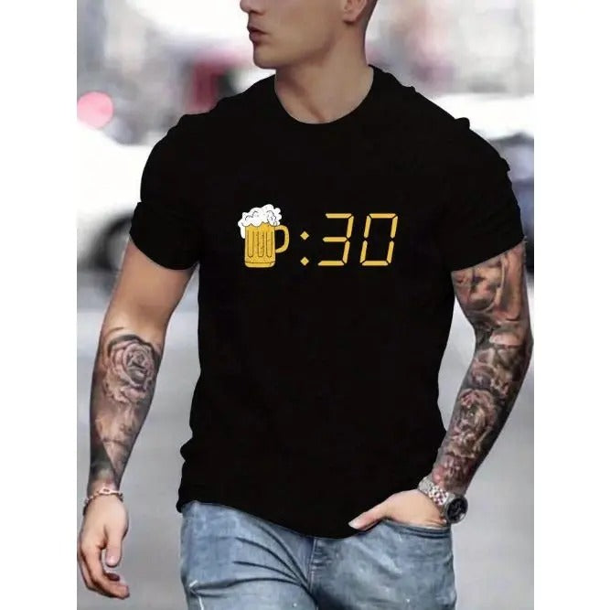 Comfy Chic Graphic Beer Pattern Print T-Shirt - Soft, Breathable, Relaxed Fit, Summer Outdoor Essential