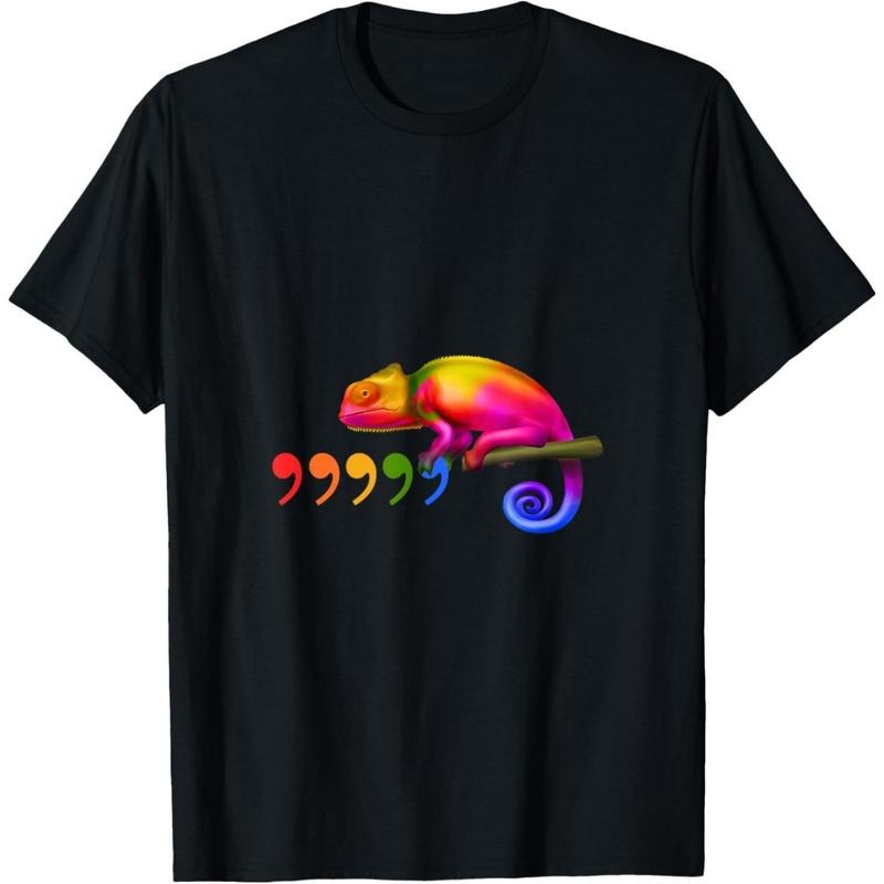 Comma Chameleon Funny 80s Animal Lizard Lover T-Shirt made in usa Hoodie, Sweatshirt | GrindPrints.com