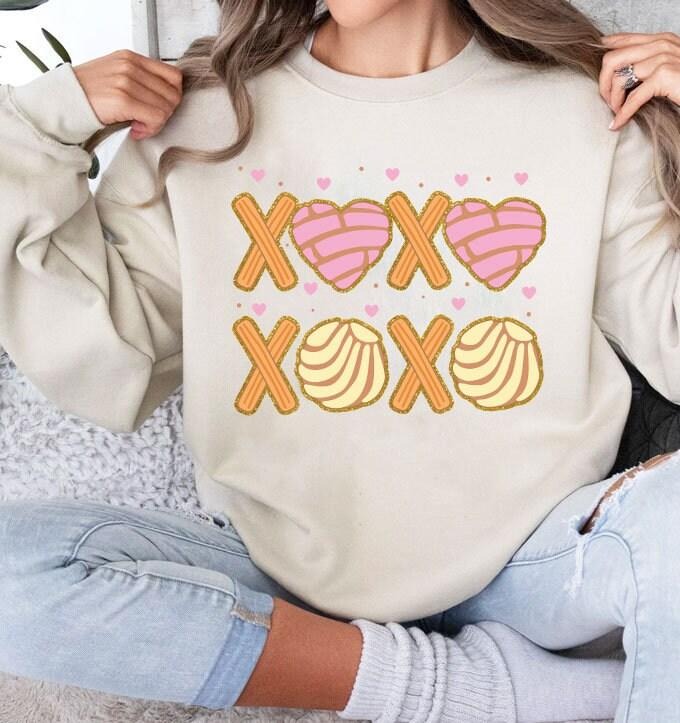 Conchas Valentine Sweatshirt, Valentines Xoxo Shirt, Concha Valentine, Pastel Valentines Day, Valentines Sweater,...