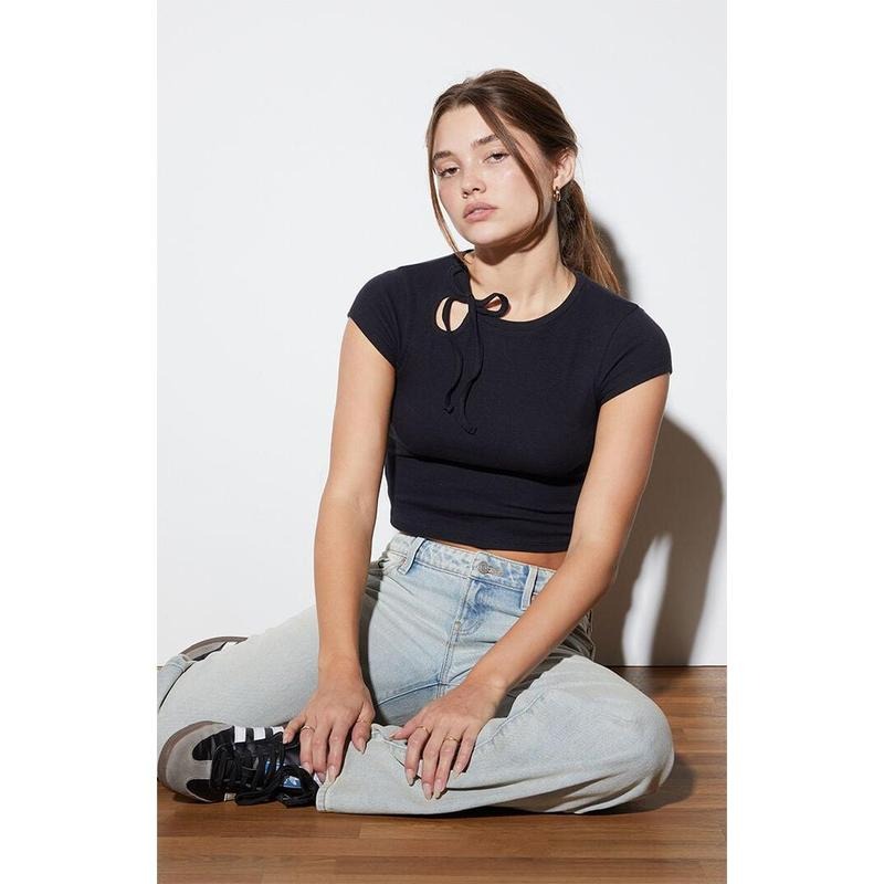 Contour Women's Susie Asymmetrical Tie Top T-Shirts, Hoodie, Sweatshirt | GrindPrints.com