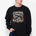 Control Guns Not Girls, Funny Sweatẻ Casual Street Style Fleece Fabric Crewneck Pullover Sweatshirt Tops Trendy for Men...