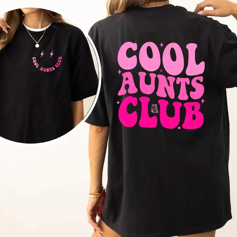 Cool Aunts Club Graphic Tee Pure Cotton Casual Street Style Crew Neck Short Sleeve T-Shirt Tops Trendy For Women For Men,...