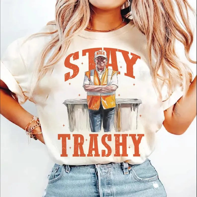 Cool Donald Trump as Garbage Collector tshirt, Stay Trashy,  Trump tshirtTransparent Background, Sublimation Hoodie,...