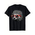 Cool Porcupine Wearing Sunglasses Graphic Art T-shirt Comfortable, Casual Short Sleeve, Daily Wear, All Season, Black,...