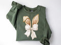 Coquette Bow Bunny Ears Sweatshirt, Cute Bunny Sweatshirt, Rabbit Tee, Happy Easter Day Gift, Coquette Easter, Cute...