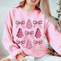 Coquette Bow Christmas Sweatshirt, Christmas Tree Cake Shirt, Coquette Pink Christmas Shirt, Girly Christmas Sweater,...