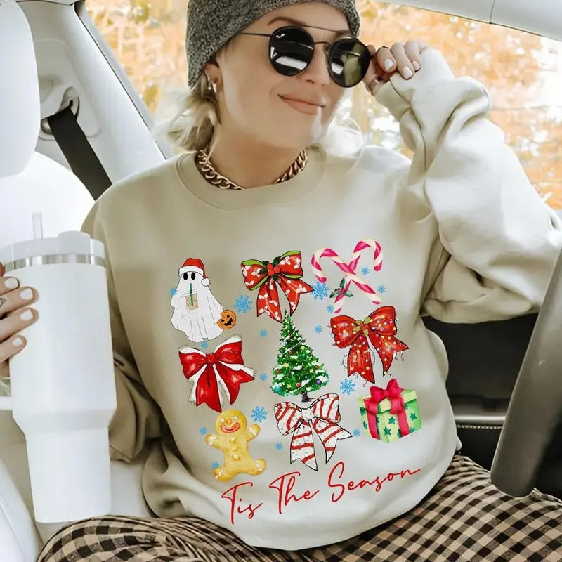 Coquette Bow Santa Shirt Merry Shirt Santa Claus Shirt Merry Xmas Xmas T-Shirts, Hoodie, Sweatshirt