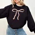 Coquette Bow Sweatshirt, Coquette Pink Bow Sweater, Coquette Aesthetic Crewneck Sweatshirt, Pink Ribbon Tee Shirt,...
