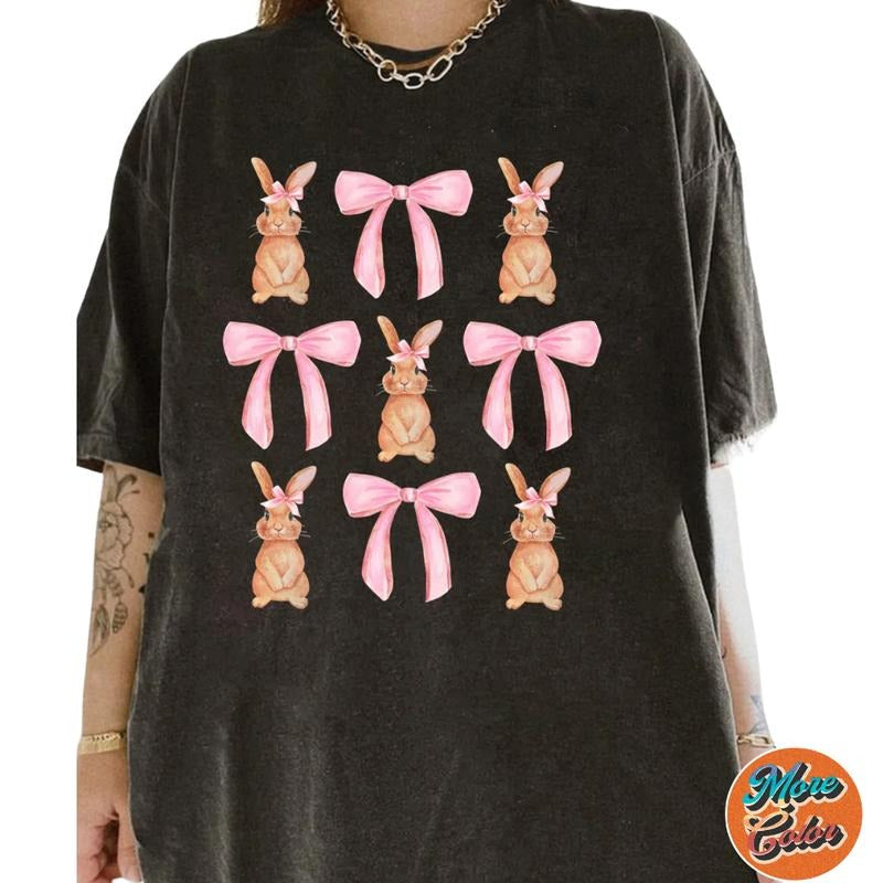 Coquette Bunny Easter Vibes Shirts, Cotton Unisex T-shirt, Crew Neck, Size S- 3XL, Menswear Top, Womenswear Top Underwear...