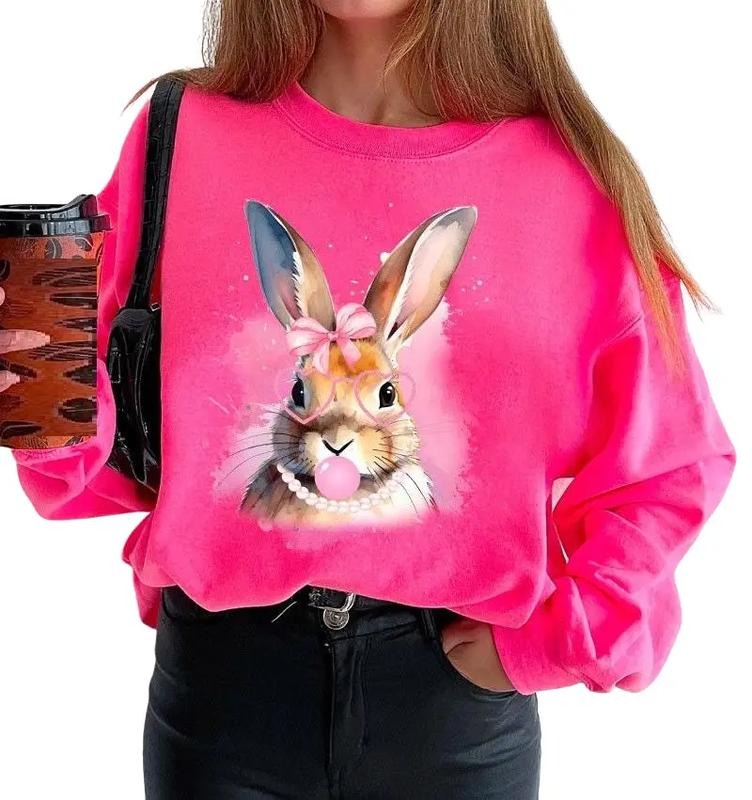Coquette Bunny With Glasses Easter, Cute Bunny Sweatshirt, Coquette Easter Bunny Shirt, Cute Bunny Easter Sweatshirt...