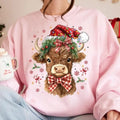 Coquette Christmas Highland Cow Shirt, Western Christmas Sweatshirt, Highland Cow , Merry Xmas , Coquette Aesthetic...