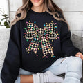 Coquette Christmas Sweatshirt Sublimation Christmas Lights Bow, Merry Christmas Hoodie Digital Print Checkered Christmas...