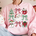 Coquette Christmas Sweatshirt, Christmas trendy 2024 T-Shirt, Retro Holidays, Hot Cocoa, Candy Cane, Santa Coquette Bow...