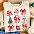 Coquette Christmas Sweatshirt, Coquette Bow Sweatshirt, Christmas Tree Sweatshirt, Retro Holidays, Santa Hot Cocoa Candy...