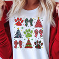 Coquette Dog Mama Tees Paw Christmas Collage Sweatshirt Merry Christmas Bow Tshirt Paw Print Christmas T-Shirt Coquette...