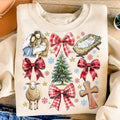 Coquette Jesus Christmas Shirt, Baby Jesus Tee, Christian Christmas Sweatshirt, Coquette Bow, Bible Verse , Nativity...